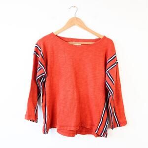 Madewell Cotton Orange Red Knit Top Striped XS